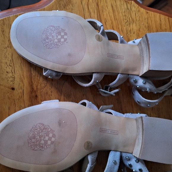 Vince Camuto suede beige bock heel sandals. Brand new without tag. - Picture 6 of 6